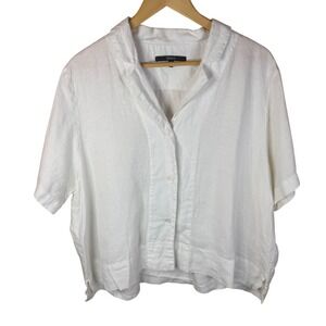 Quince 100% European Linen Button Up Shirt Womens XL White Short Sleeve Vacation